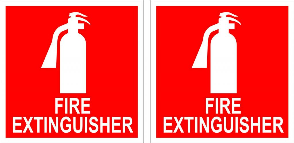 Fire Extinguisher Stickers TWO (2) 70 x 70 mm each home work car truck ...